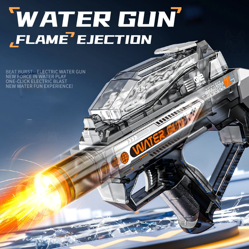 Electric Water Gun Toy Kids Water Squirt Gun with Lights and Sound Automatic Continuous Firing Watergun Beach Pool Outdoor Toy