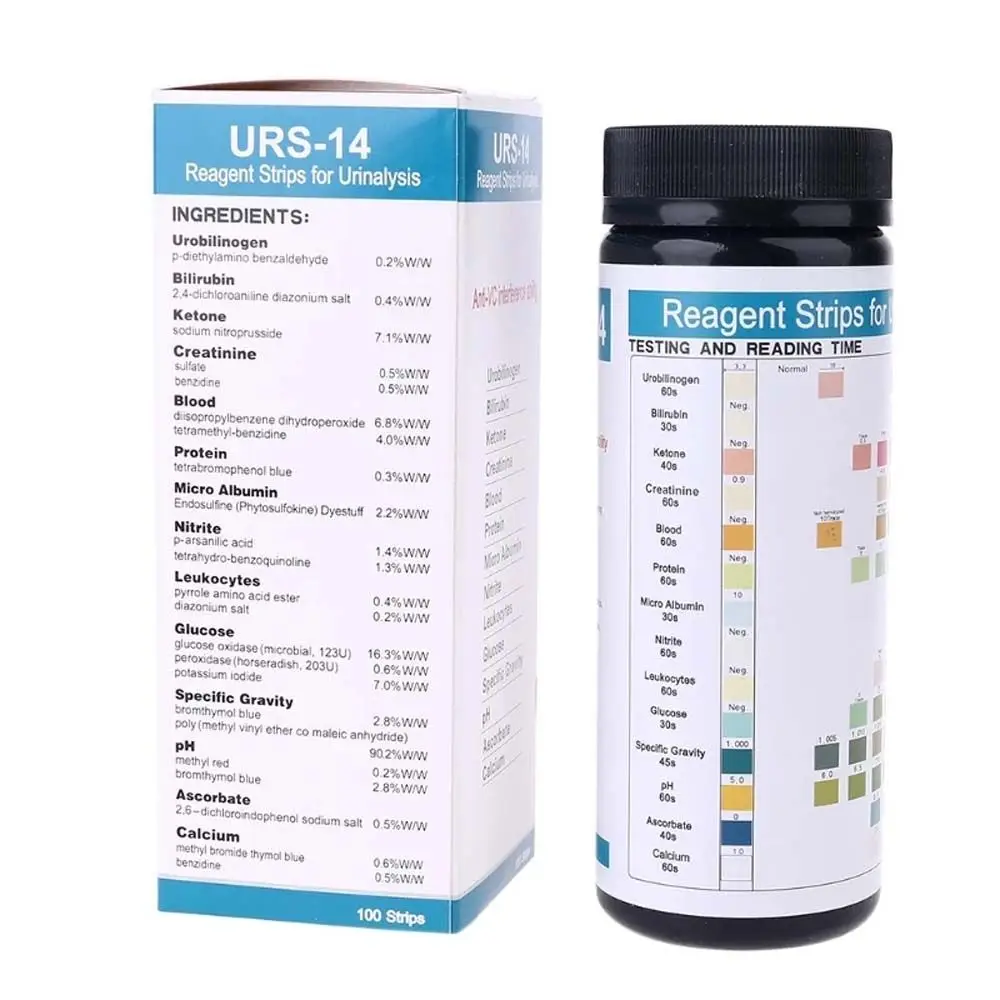 Unisex for Leukocytes Urobilinogen Protein 14-in-1 Urinalysis PH Test Strips Test Strips 14 Parameter Urine