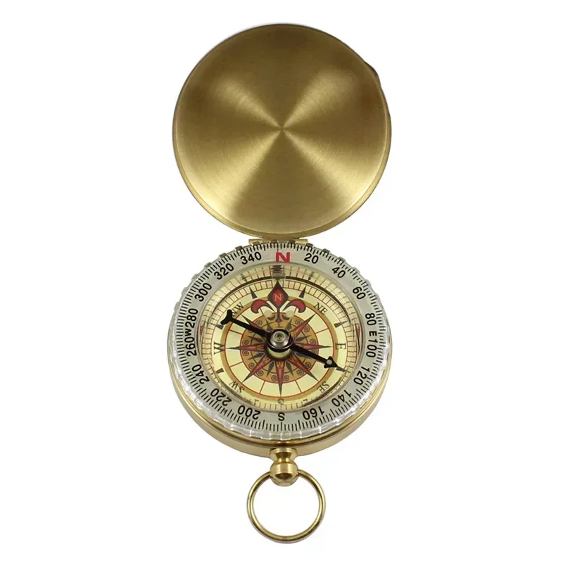 Compass New Outdoor Camping Hiking Portable Pocket Brass Gold Color Copper Compass Navigation with Noctilucence Display image 3
