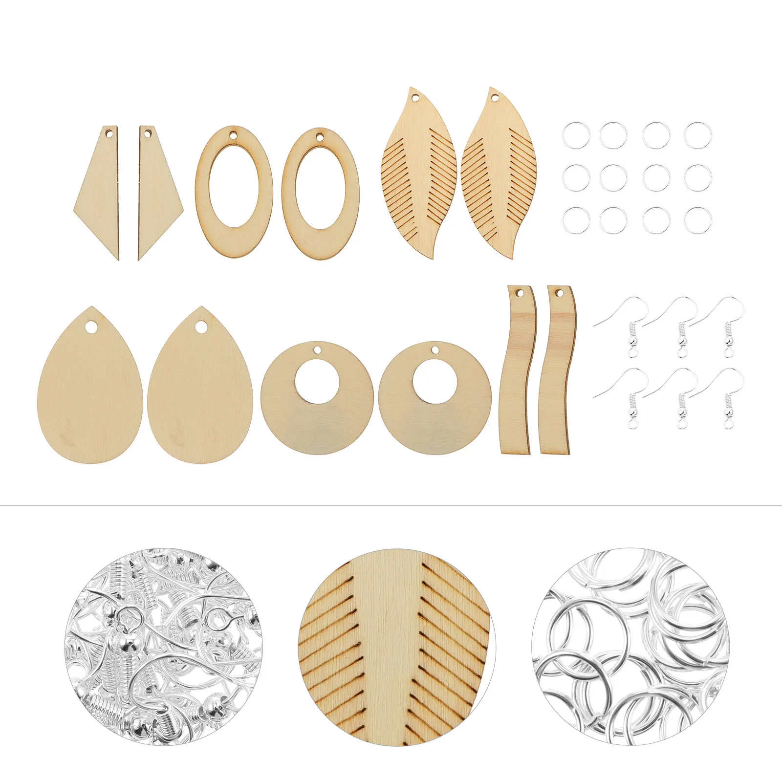 

70 Pcs DIY Earring Material Kit Unfinished Wooden Blanks for Craft Smooth Surface Safe Durable Skin Friendly Paint Stain