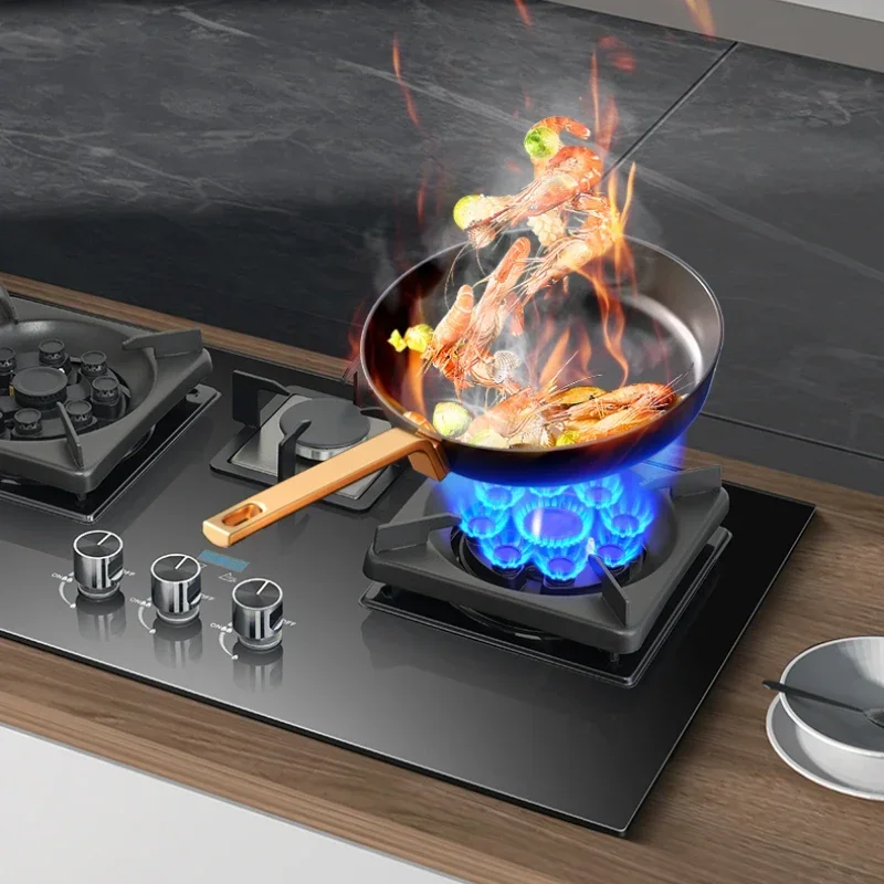 household three-burner new style Large size gas stove natural gas double stove embedded liquefied gas three-burner stove