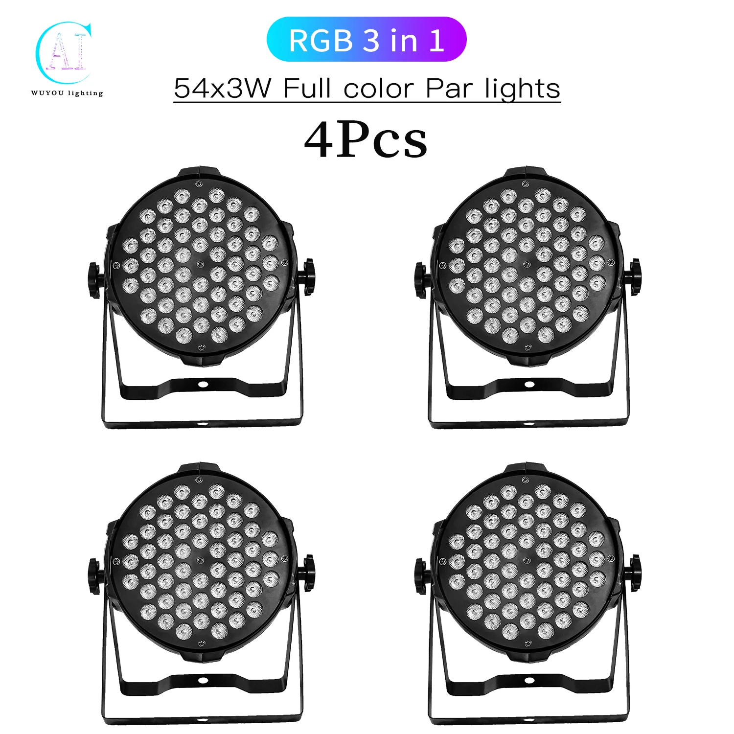 

4Pcs/Lots 54x3W RGB 3 in 1 LED Par Light RGBW Color Light DMX Control Aluminum Stage Light Professional DJ Disco Equipment