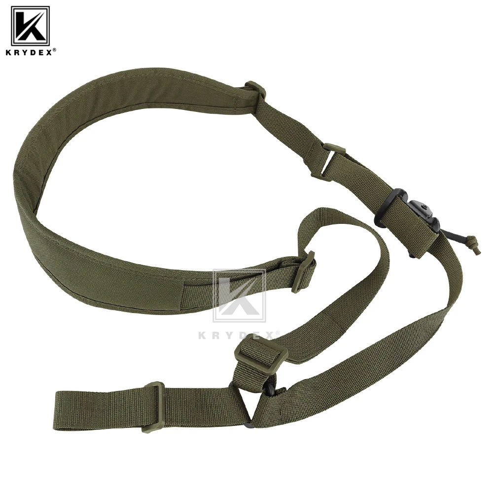 KRYDEX Tactical 1 Point Sling Padded Shoulder Strap Modular Sub Adjustable Nylon Rifle Gun Slingster Multi-Mission Single Sling