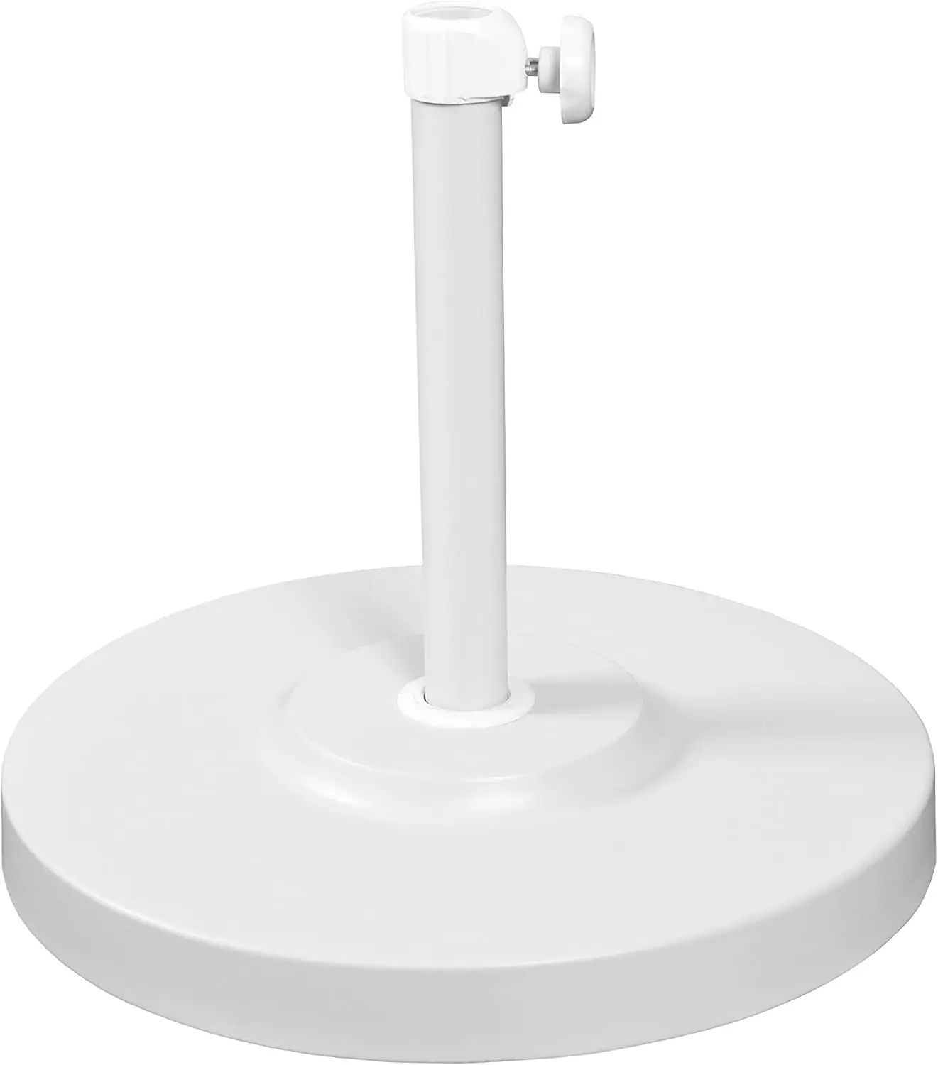 

California Umbrella 50 lbs. Round Concrete Weighted Powdercoated Steel Umbrella Base, White Frame