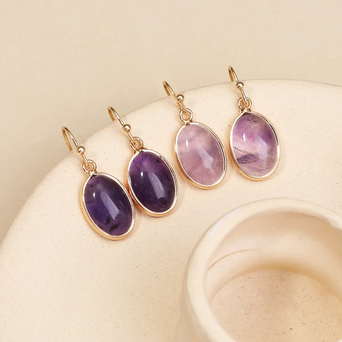 

Gemstone Earring Amethyst Women's Earrings Fashionable Simple And Elegant Women's Earrings Exquisite Jewelry Gifts