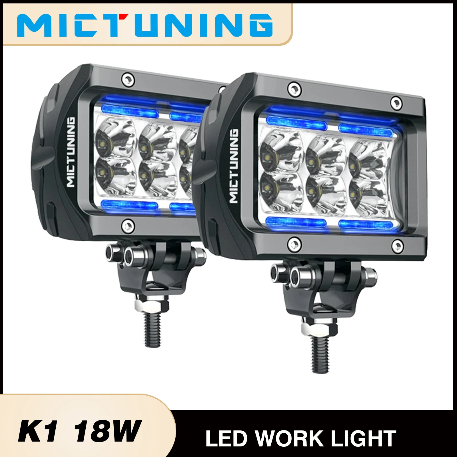 

MICTUNING 2 шт. точечные/прожекторные светодиодные фары K1 4 дюйма 18 Вт ледяной синий рабочие фары противотуманные фары дальнего света для грузовика, лодки, квадроцикла, UTV, джипа