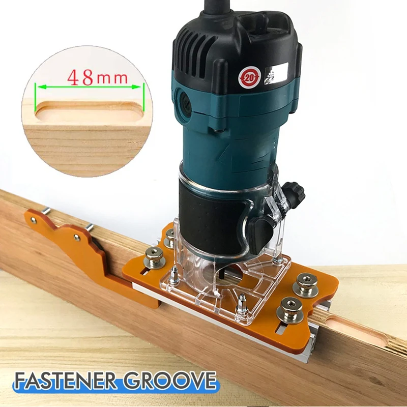 ABAE-Staffa per scanalatura 2 in 1 per la lavorazione del legno, elementi di fissaggio invisibili Base guida per scanalatura per mobili Connettore e fibbia nascosti