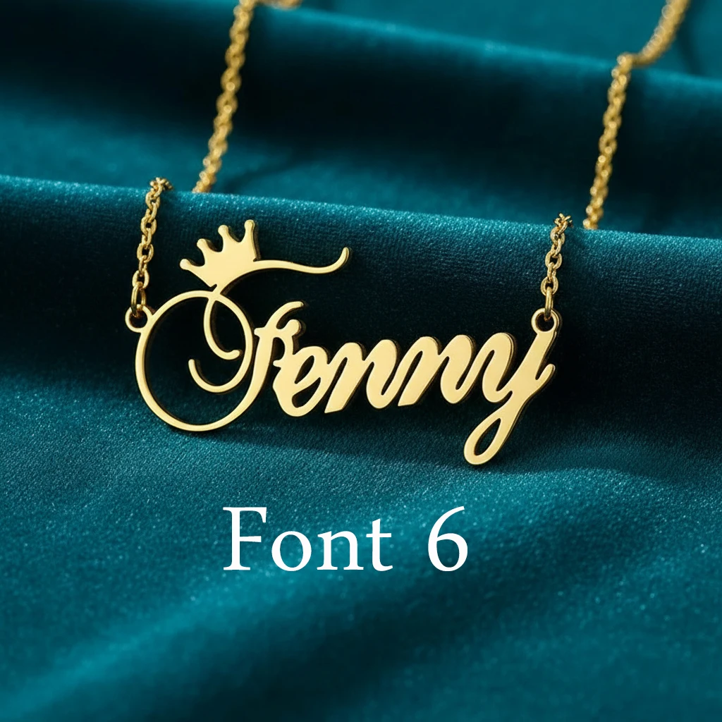 

Custom Name Necklace for Women Personalised Crown Cursive Font 18K Gold Plated Stainless Steel Letters Pendant Choker Jewelry