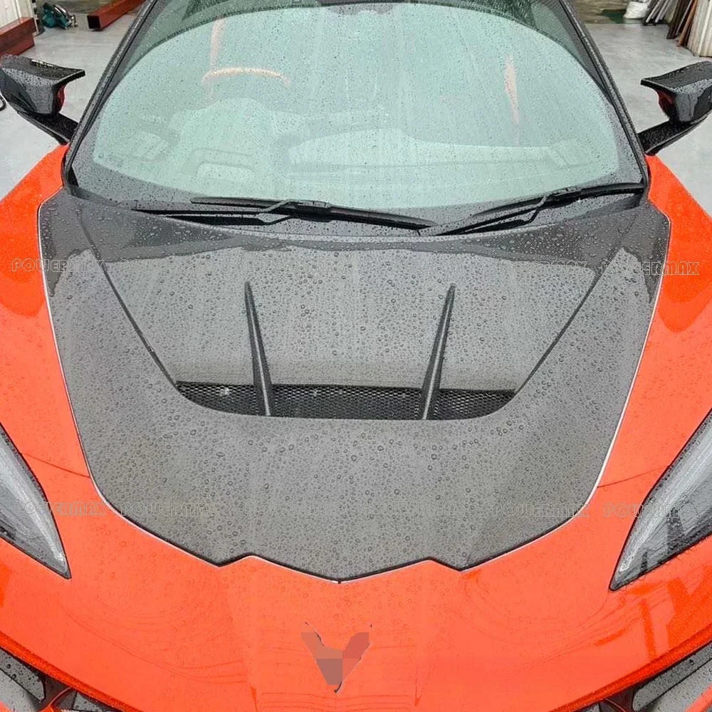 Wholesale Carbon Fiber Engine Hood ZR1 Style for Corvette C8  Fit for C8 Z06 Front Bonnet