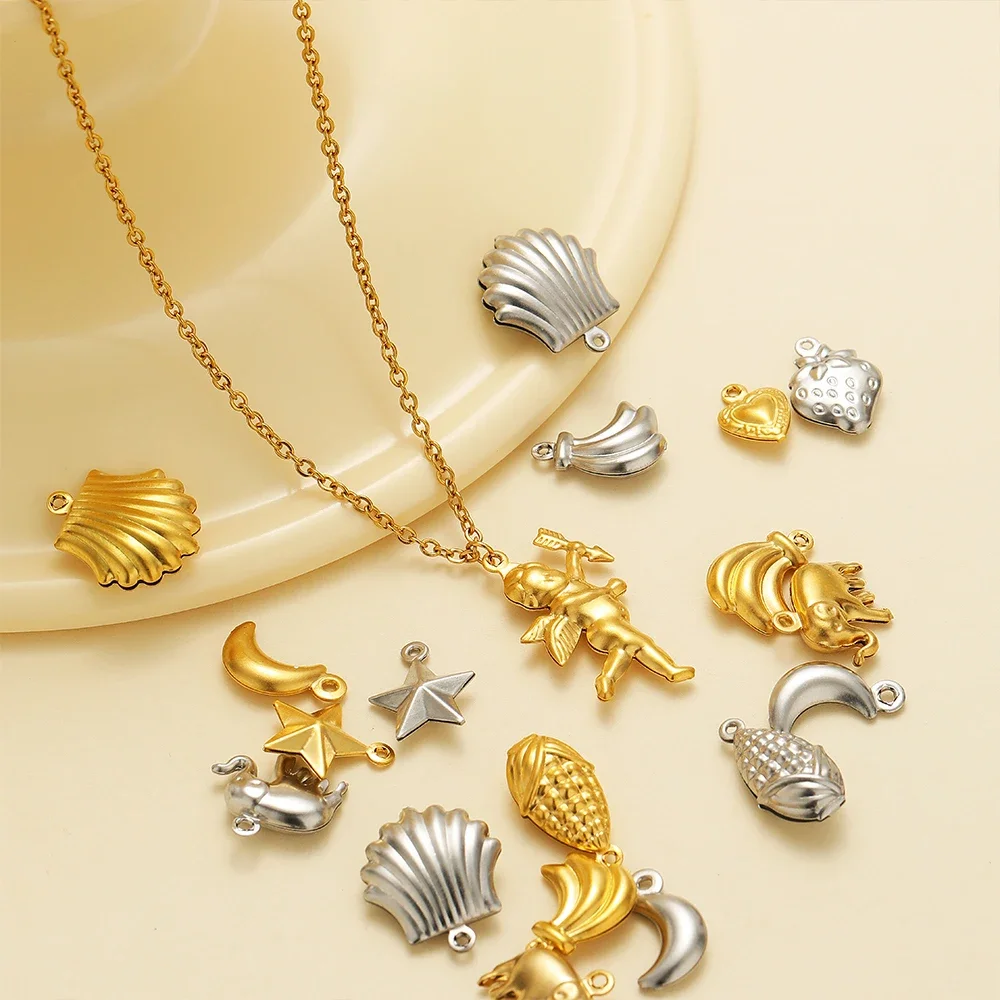 20pcs Stainless Steel Hollow Heart Star Angel Charms Pendant DIY Necklace Earrings Making Supplies Exquisite Jewelry Accessories