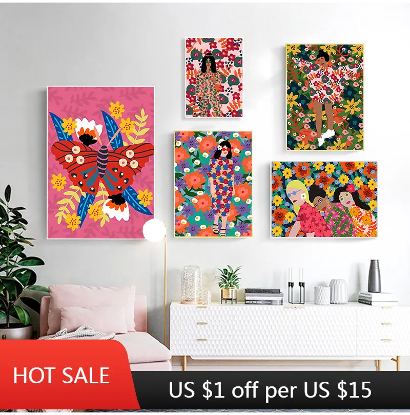 

Colorful Abstract Girl Figure Portrait Wall Art Canvas Painting Nordic Posters And Prints Wall Pictures For Living Room Decor