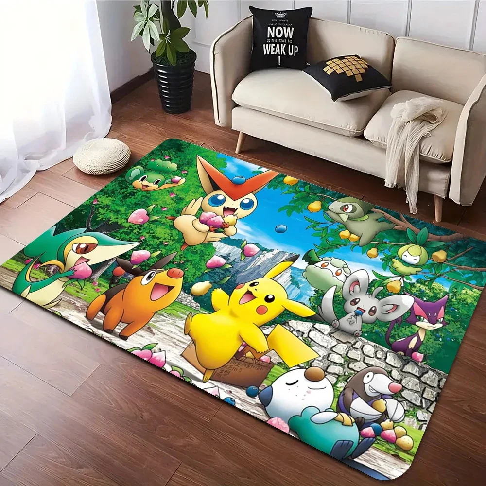 MINISO 可愛いポケモンアニメゲームカーペット リビングルームと寝室の装飾 ラウンジソファチェア用 滑り止めソフトフロアマット 完璧なギフト