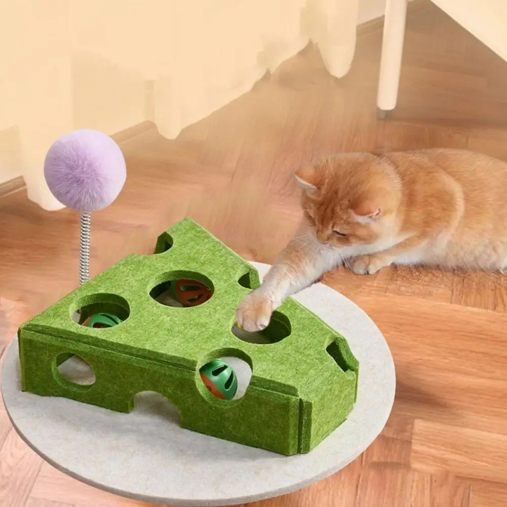 

Funny Felt Cat Puzzle Toy Hollow Scratch Resistant Cat Claw Grinding Toys with Ball Interactive Teasing Cat Box Self-Improvement
