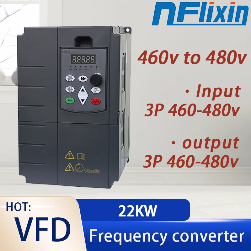 460V-480V VFD 22KW Variable Frequency Converter Inverter 3-Phase Input AC Drive for Fan/Pump Speed Controller