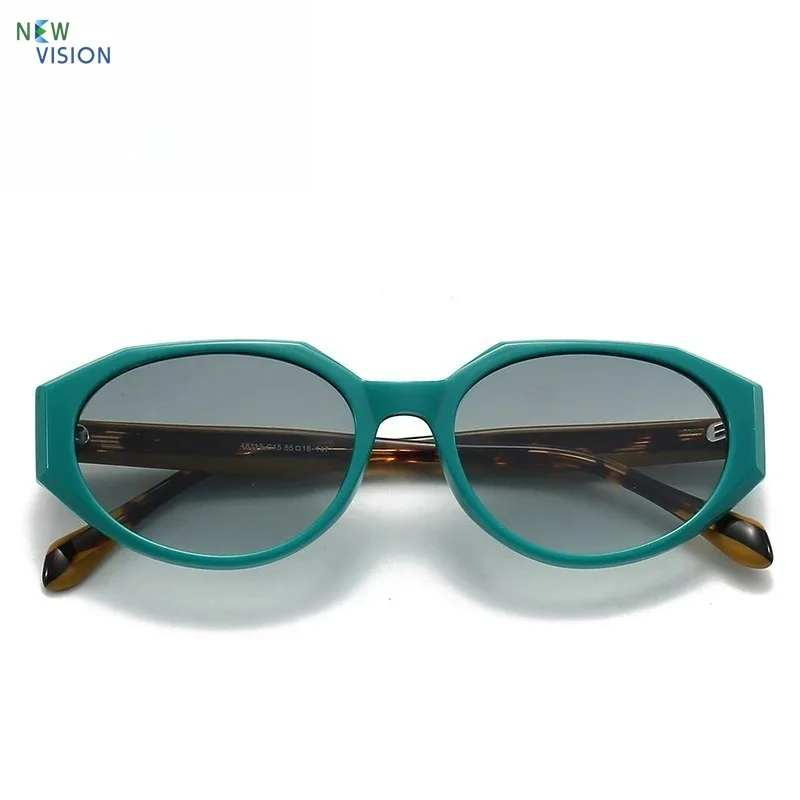 

Women Sunglasses Fashion Acetate Retro Oval Handmade Green Eyeglass Outdoor Travel Driving UV400 High Quality Men SUN GLASSES
