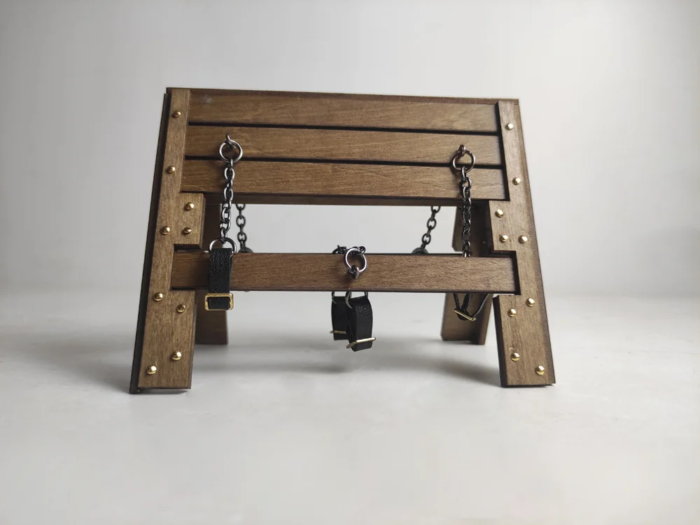 1/12 Wooden Torture Chair Shackle Cross Ancient Gallows Model Toys For 6inch Soldier Action Figure Cosplay Mini Scene Accessory