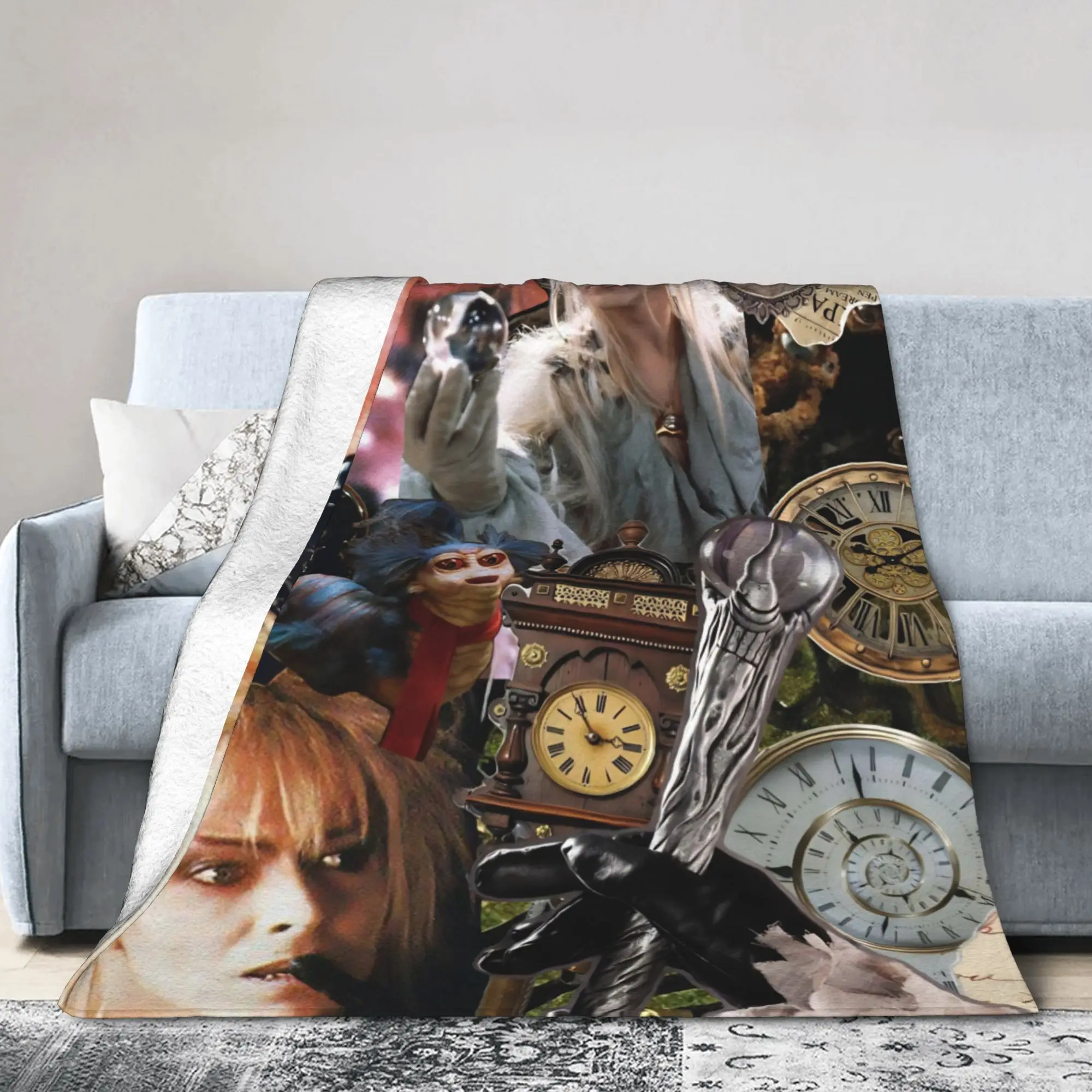 Labyrinths Jareth the-Goblin-King Flannel Throw Blanket Classic Movie for Couch Knitted Blanket Car Warm Breathable Throws