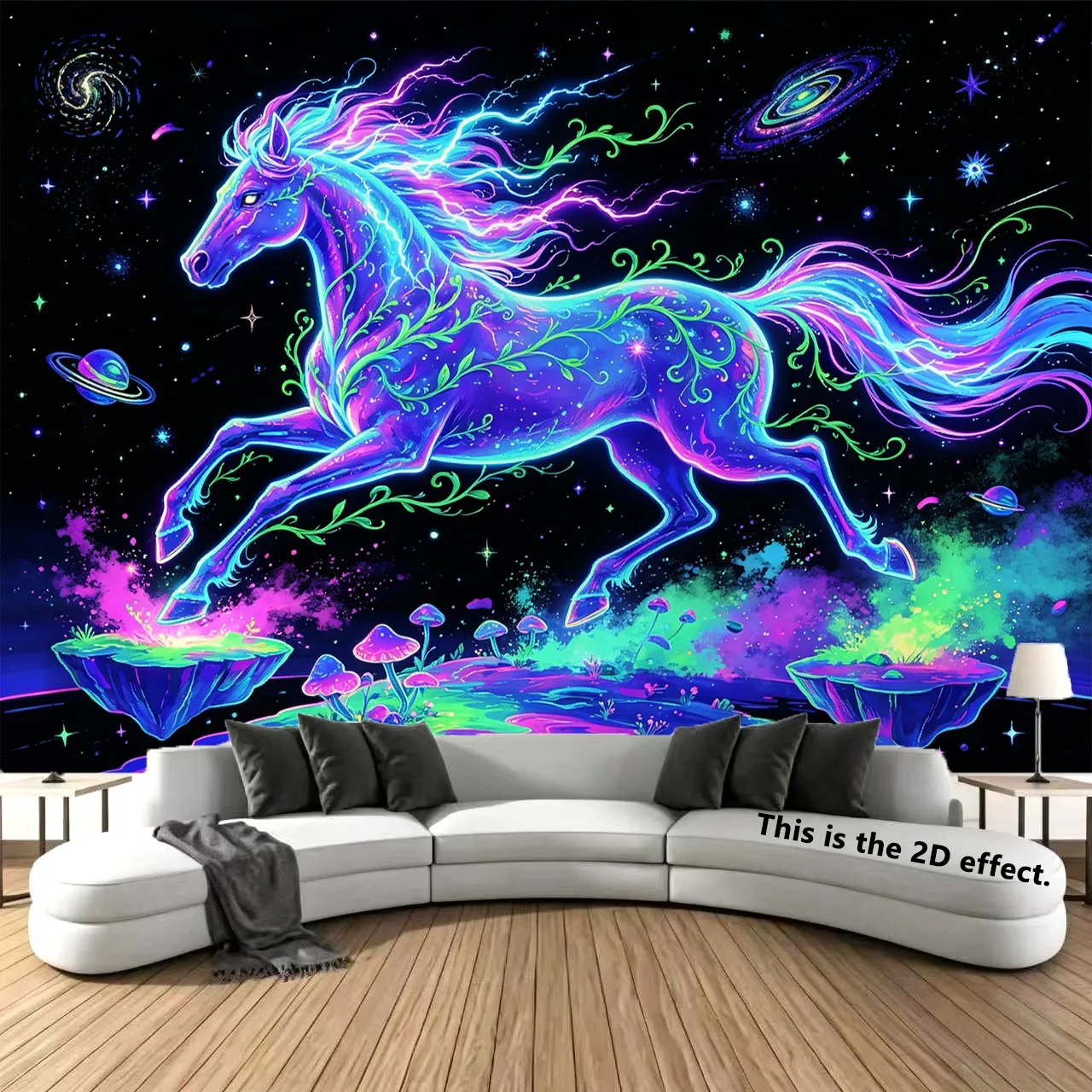 Psychedelic Neon Galaxy Tapestry Background Cloth Hanging Cloth Bedroom Bedside Decorative Wall Cloth