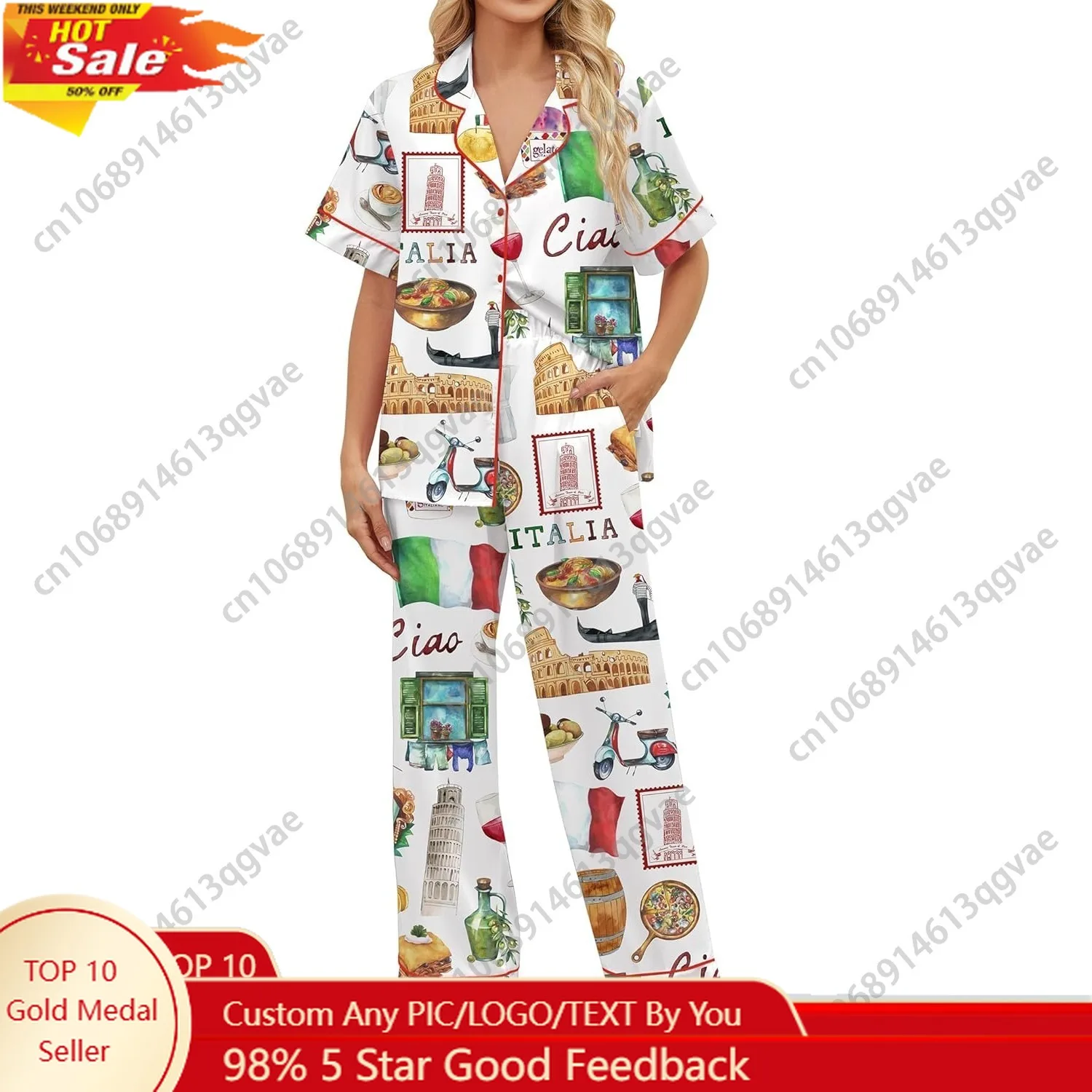 

SHESHOW атласная пижама для женщин, комплект одежды для сна на пуговицах, пижамный комплект с принтом, комплект из 2 предметов, одежда для дома с короткими рукавами и длинными рукавами, размер XS-XXL