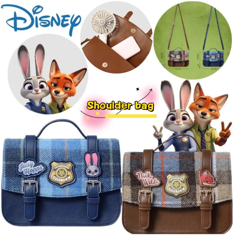 

New Disney Zootopia Judy Hopps Nick Wilde Shoulder Bag Creative High Value DIY Large Capacity Portable Women's Crossbody Bag