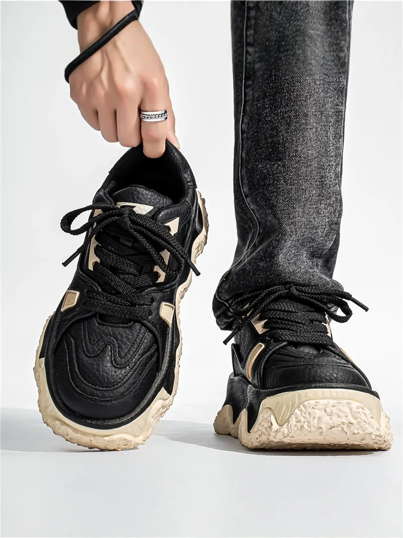 Men's Fashionable Sporty Casual Shoes 2026 New Summer Trendy Brand High-End All-Match Thick Bottom Bread Shoe round Toe