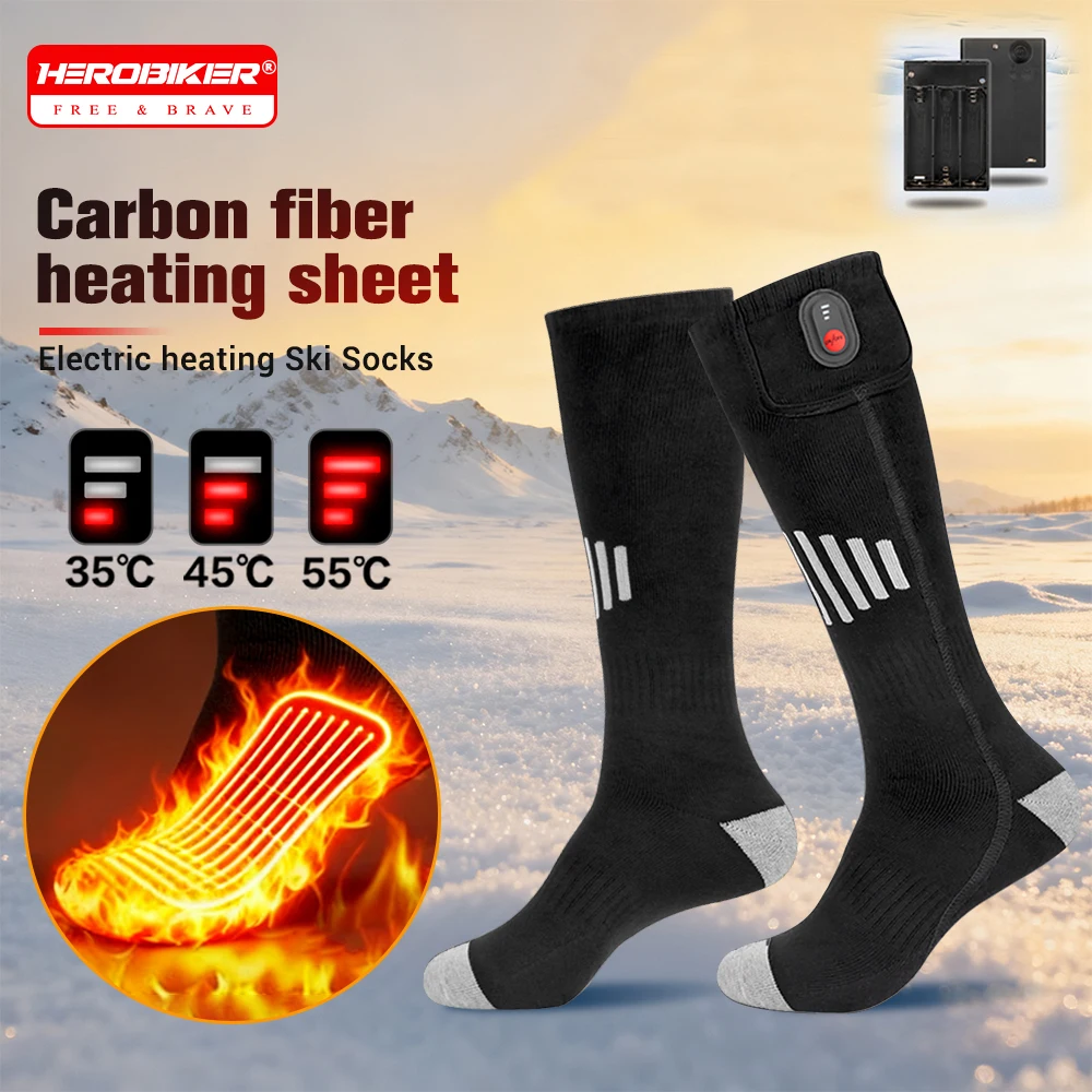 Winter Heated Socks With Battery Box Thermal Socks Women Men Heating Foot Warmer Outdoor Camping Ski Sports Heated Socks