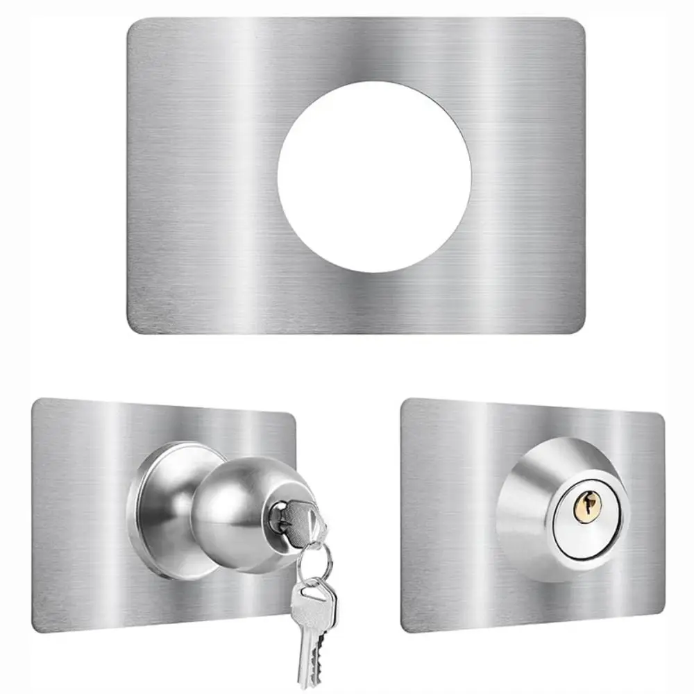 Stainless Steel Door Reinforcement Plate Silver Repair Backplate Door Knobs Fixing Plate Door Hardware Door Handle Fixing Cover