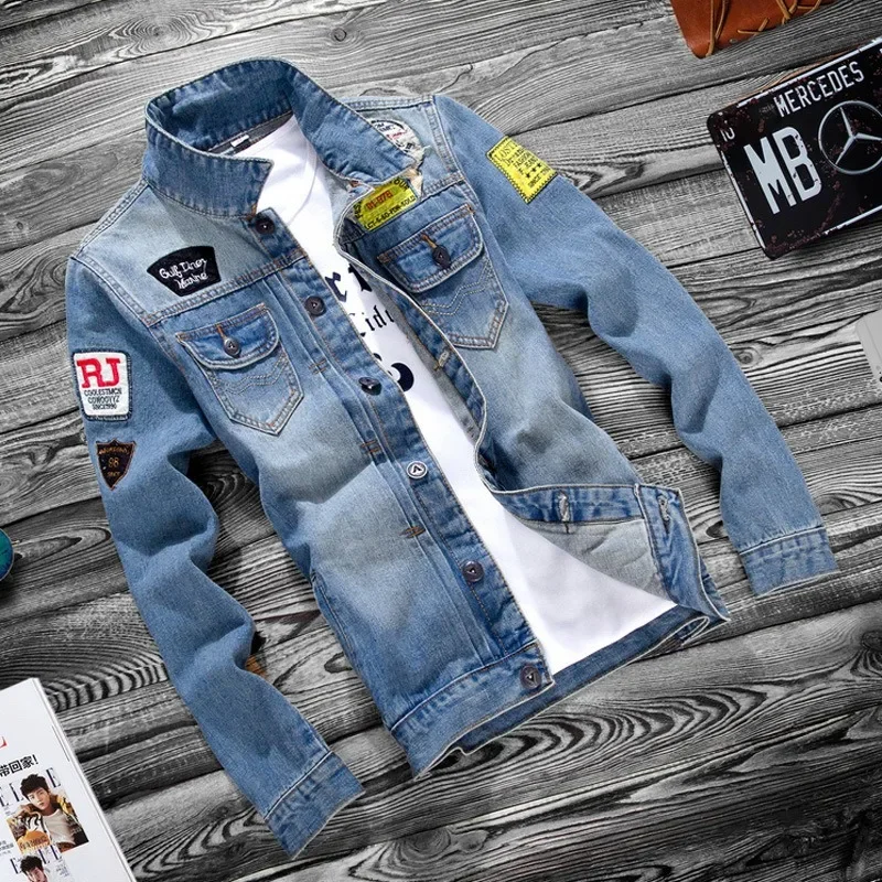 2025 Luxury Mens Denim Jackets Fashion Hole Jeans Jacket Mens Cotton Outwear Jackets Coat Long Sleeve Male Clothing  Streetwear
