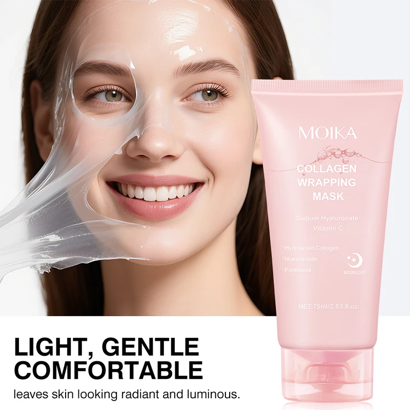 1Pc MOIKA Overnight Collagen Wrapping Mask Nighttime Moisturizing Magic For A Fresh Plump Complexion Peel-Off Mask.