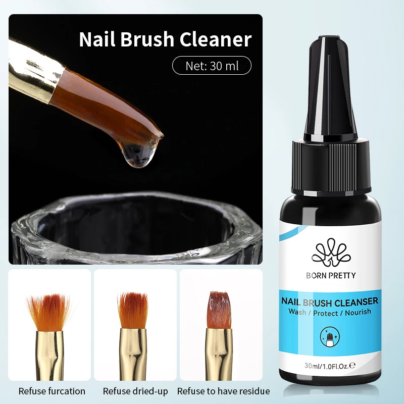 

BORN PRETTY 30ml Nail Brush Cleanser Liquid Hair Brush Wash Pen Cleaning Solution Manicure Care Tool Nail Art Accessories