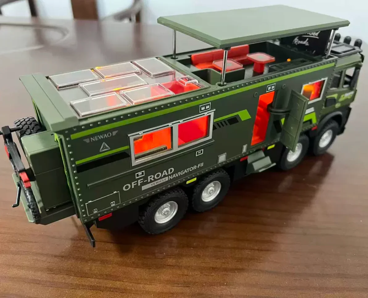 Nouveau modèle de camping-car tout-terrain 1:18, matériau en alliage, simulation de son et de lumière, porte ouverte, Force avant, cadeaux pour enfants B504