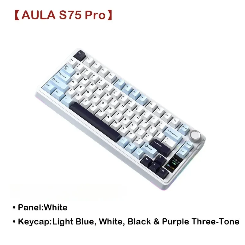 AULA S75 Pro Wireless Mechanical Keyboard with Screen Knob 75% Hot Swappable Gaming Keyboard with Pre-lubed Switches RGB Backlit
