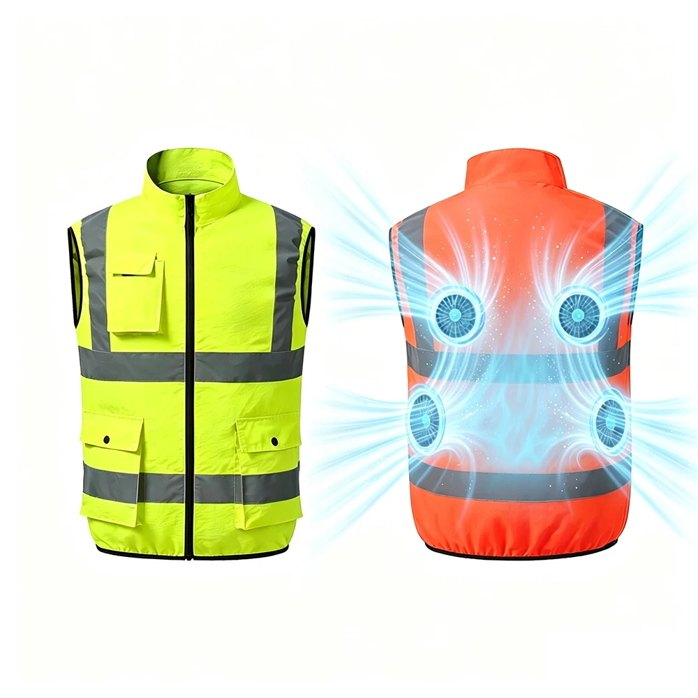 Summer Vest Air-Conditioned Workwear Fan-Cooled Breathable Vest Ice-Cool 4 Fans Cooling Outdoor