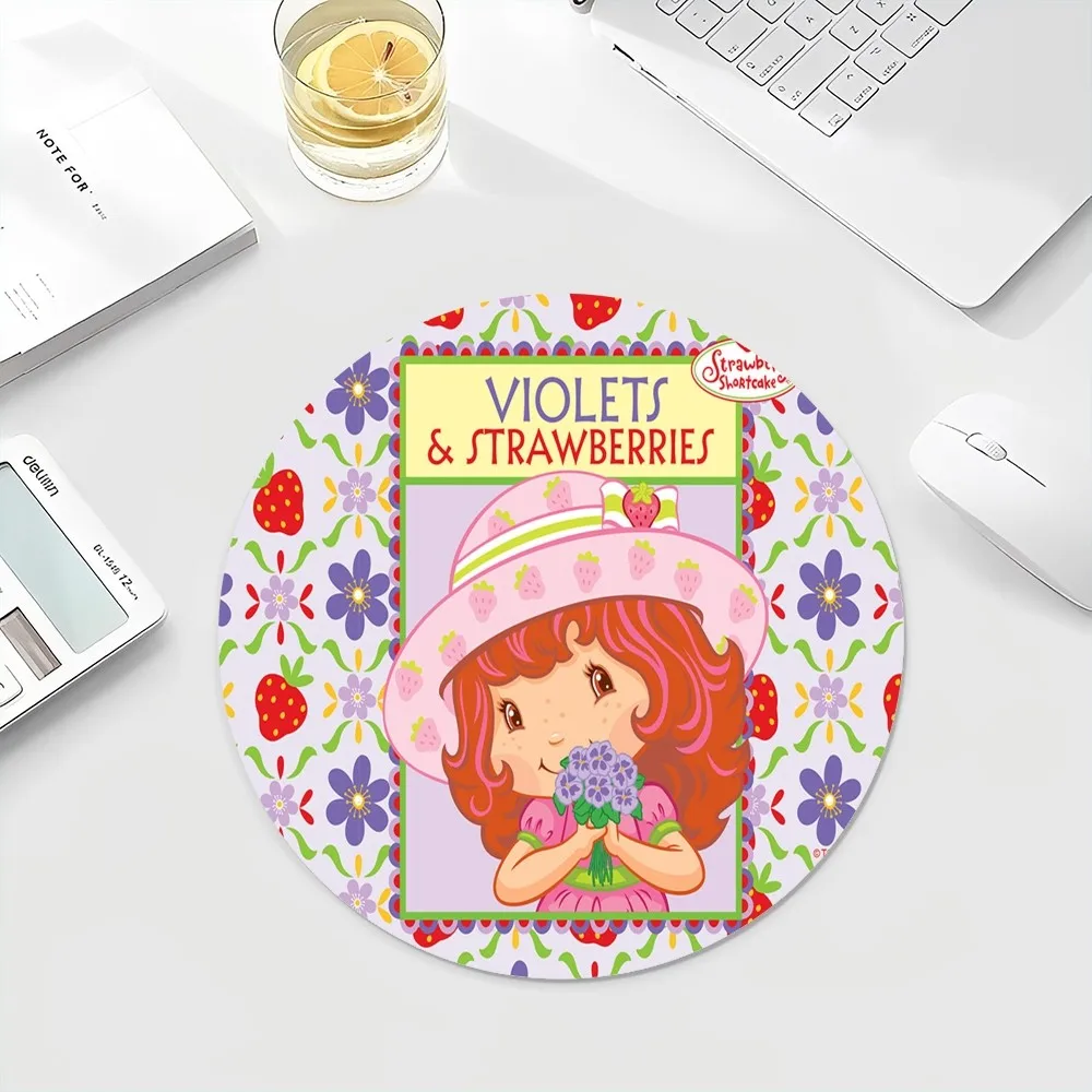 Strawberry-shortcake girl Mousepad INS Tide Round Keyboard Mat Table Mat Students Cabinet Gamer Desktop Mousepad Cup Mats