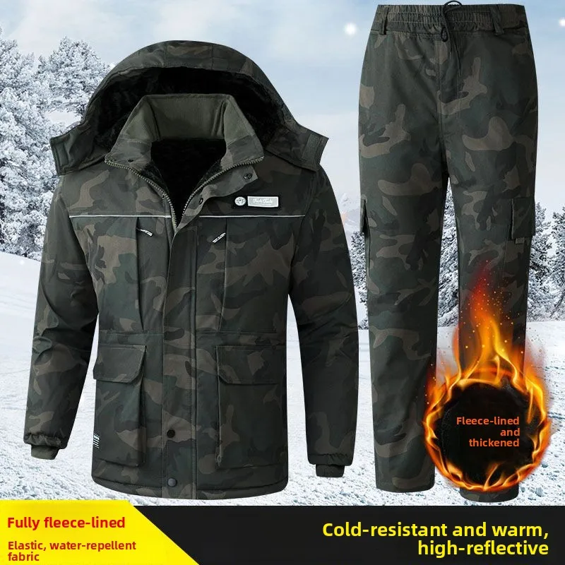 

Утепленная камуфляжная хлопковая рабочая парка для зимы с флисовой подкладкой, водонепроницаемое рабочее пальто для холодных складских работ, теплое и теплосберегающее