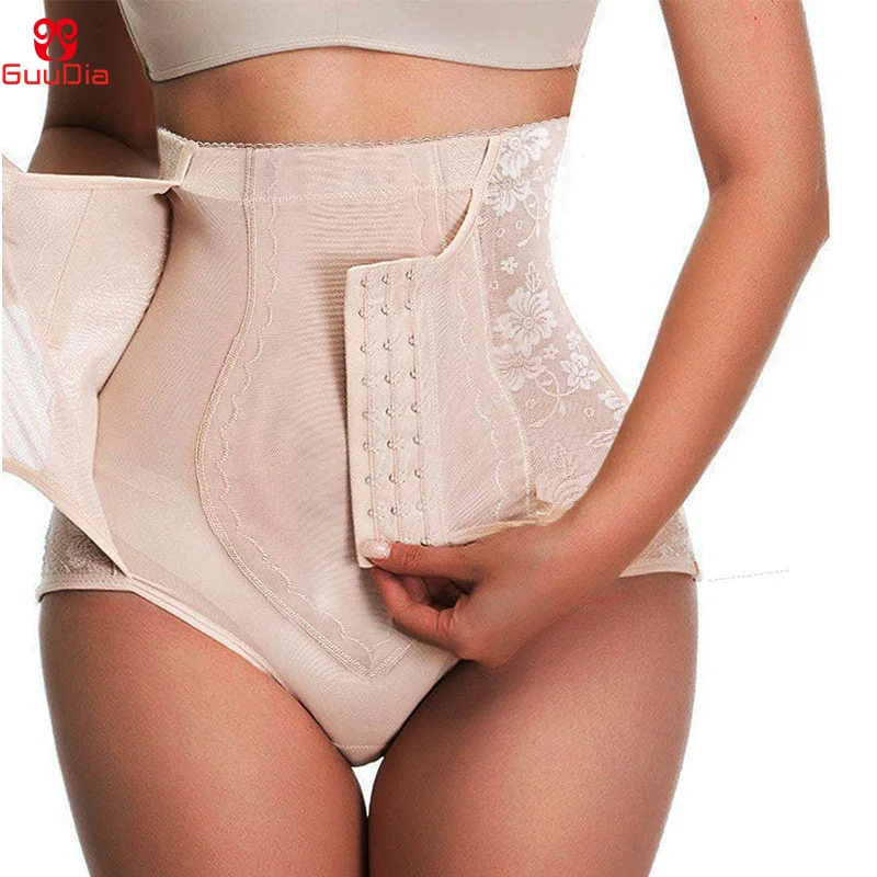 GUUDIA-bragas de Control de barriga con ganchos, ropa interior de Control en forma de arco, malla lisa, sin costuras, elevador de glúteos