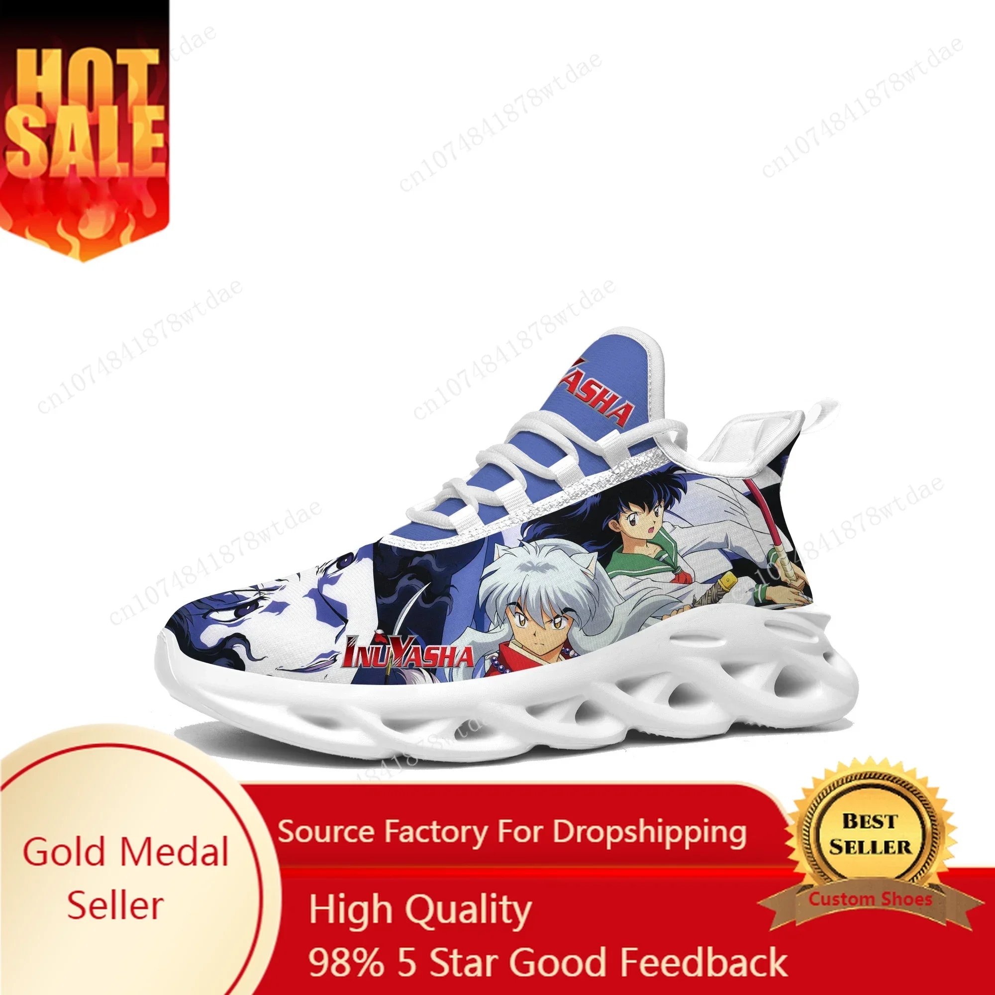 Inuyasha Flats Sneakers Herren Damen Teenager Sport Laufschuhe hochwertige Kagome Higurashi benutzer definierte Schnür Mesh Schuhe