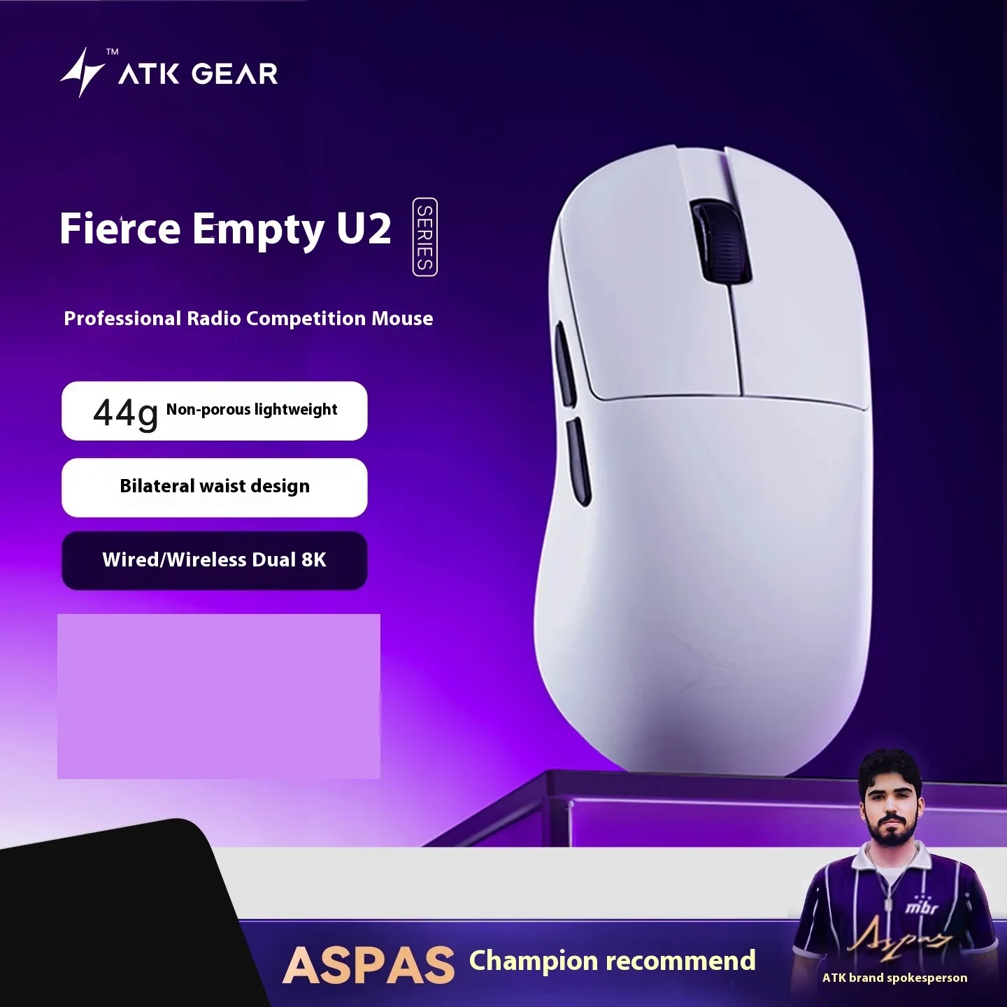 Mouse Atk U2 Ultra Pro Plus Mouse Bluetooth wireless 8k Firmware competitivo Max E-Sport Tri Mode Accessori per PC leggeri
