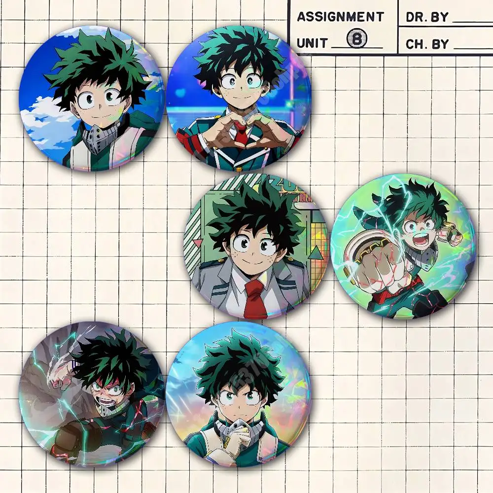 Midoriya Izuku MHA H-Hero A-Academia Button Badge 2PC Sets for Bags & Clothes & Accessories Metal Pin Stylish Decoration