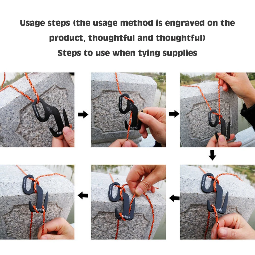 4pcs Canopy Tent Wind Rope Buckle 9-character Hook Hanging Buckle Multifunctional Buckle Rope Tensioner Binding Device