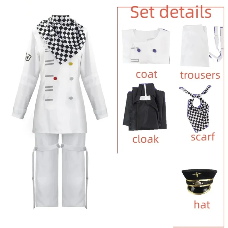 CyKokichi Oma Cosplay Danganronpa V3 Cos disfraz uniformes blancos capa conjunto completo Halloween carnaval fiesta ropa