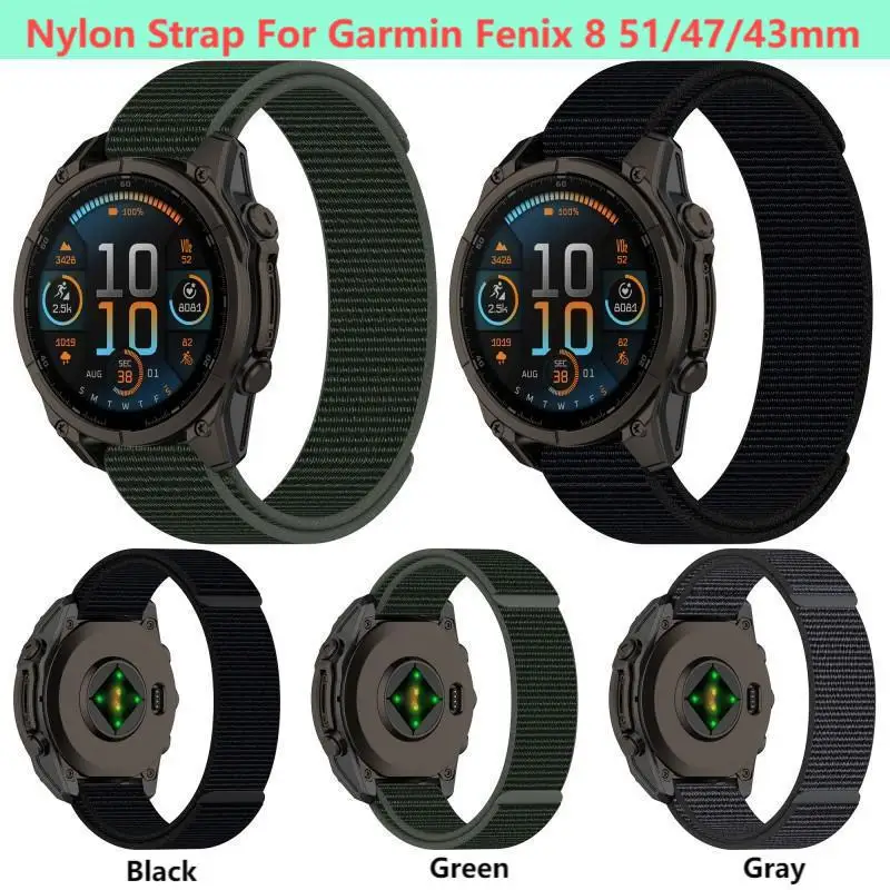 26mm 22mm 20mm Sport Loop Nylon Strap For Garmin Fenix 8 51mm 47mm 43mmBracelet Watch Band Accessories Replacement