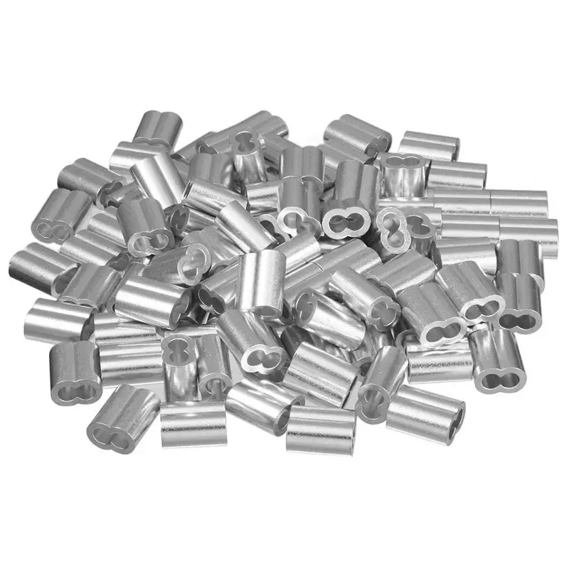 5/32 Inch (4Mm) Diameter Wire Rope Aluminum Sleeves Clip Fittings Cable Crimps 100Pcs