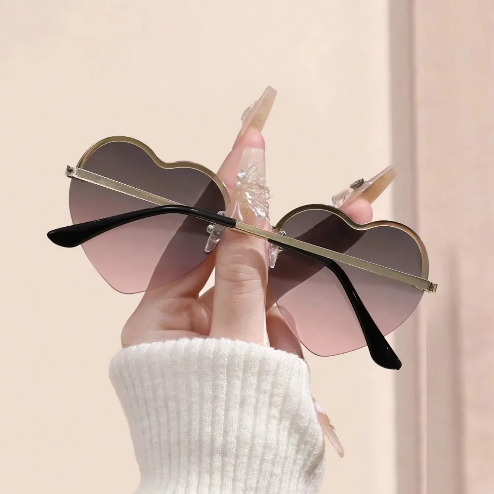 

Casual Heart Sunglasses UV Protection Candy Color Half Frame Sunglasses Y2K Vintage Gradient Sun Glasses