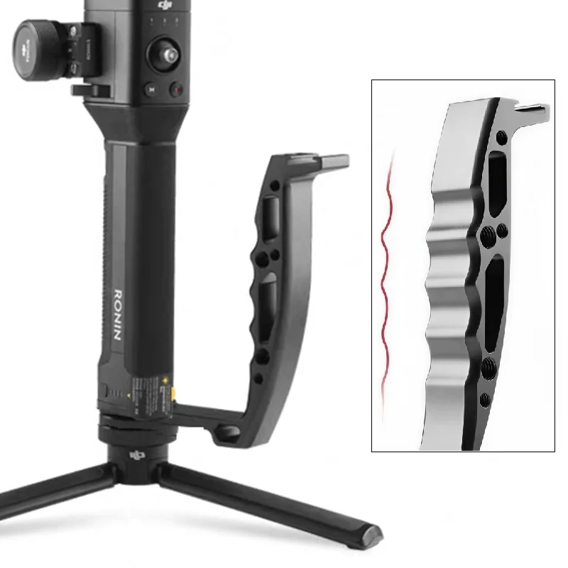 Suporte de Punho Estabilizador Tipo L para Estabilizador Gimbal DJI Ronin Zhiyun, com Montagem Cold Shoe para Monitor, Liga de Alumínio