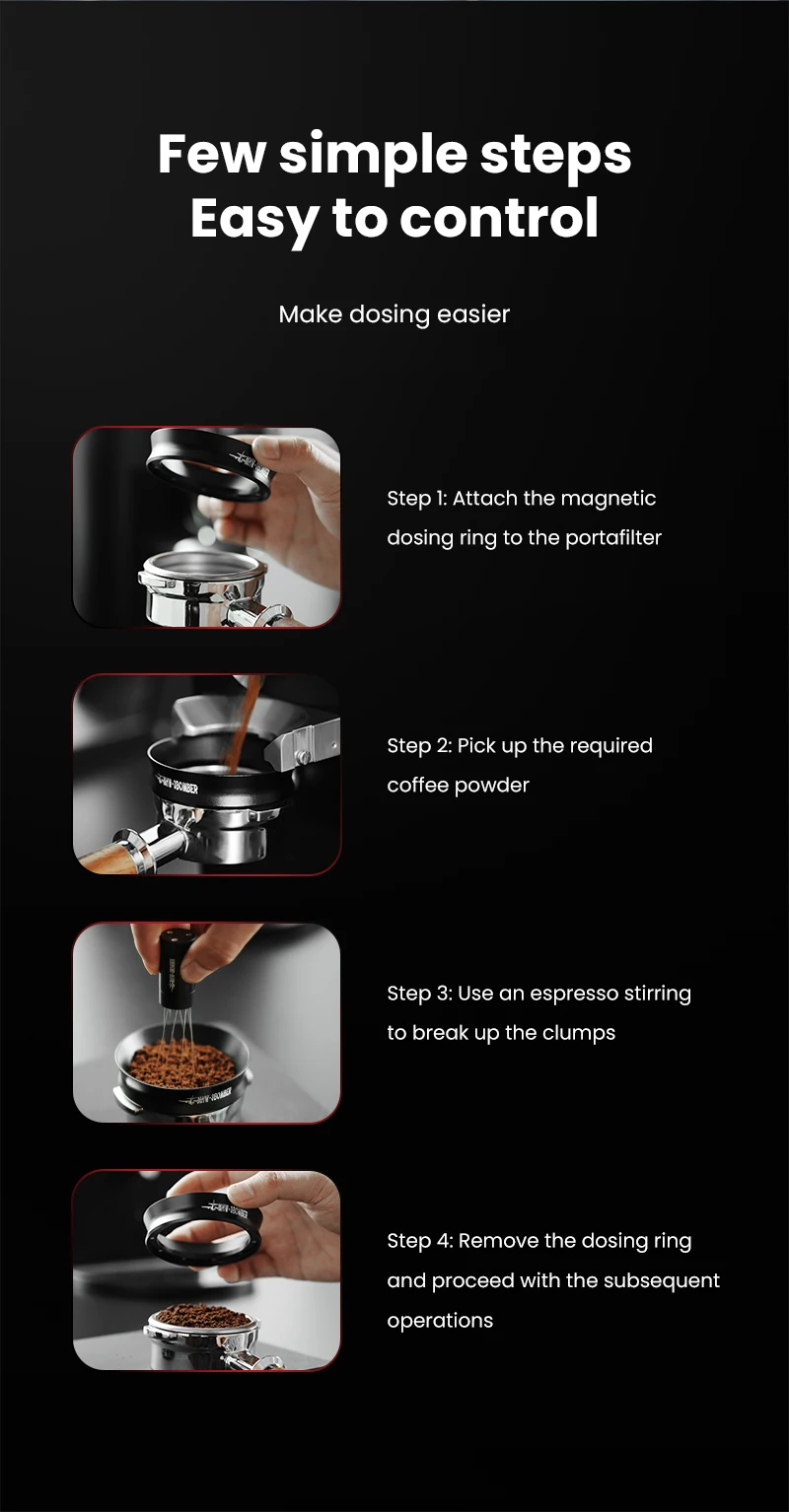 MHW-3BOMBER 51-58mm Magnetischer Kaffee-Dosiertrichter Kompatibel mit 58MM Siebträger Espresso-Dosierring Home Barista Zubehör – Detail 11