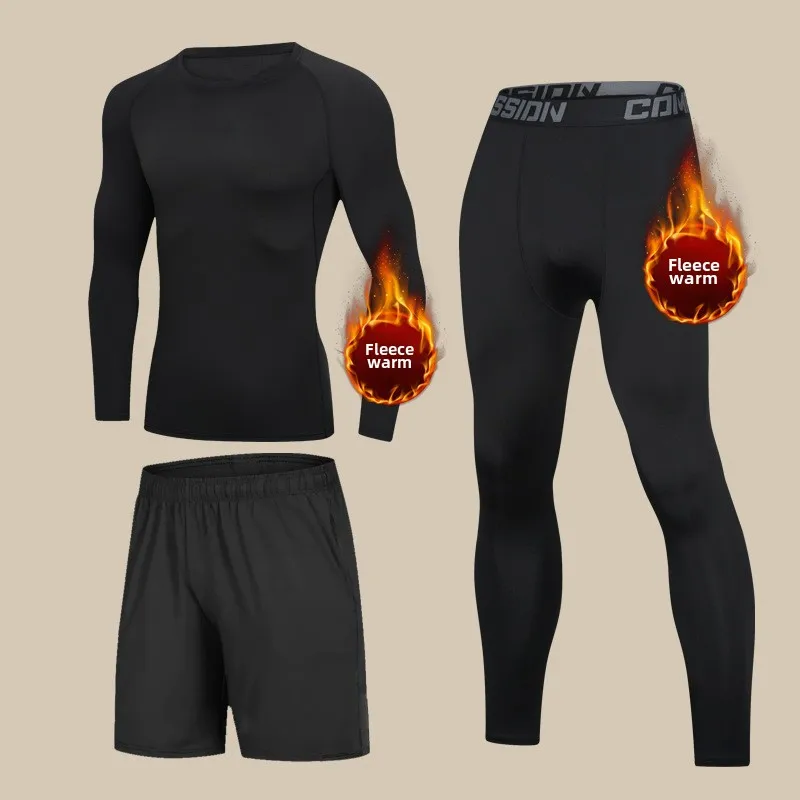 المخملية سميكة الجري دعم الباردة واقية الرياضة ضيق طويل جونز الألمانية المخملية ملابس اخلية حرارية دعوى الرجال الشتاء #5