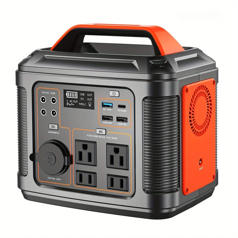 Portable Power Station, 300W 296Wh Solar Generator Fast Charging/110V AC Outlet/DC Port and LED Flashlight