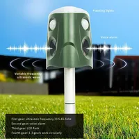 LED Light Alarm Ultrasonic Cat Dog Repellant Outdoor Solar Power Rechargeable Garden Repellers Cat Deterants for Animals