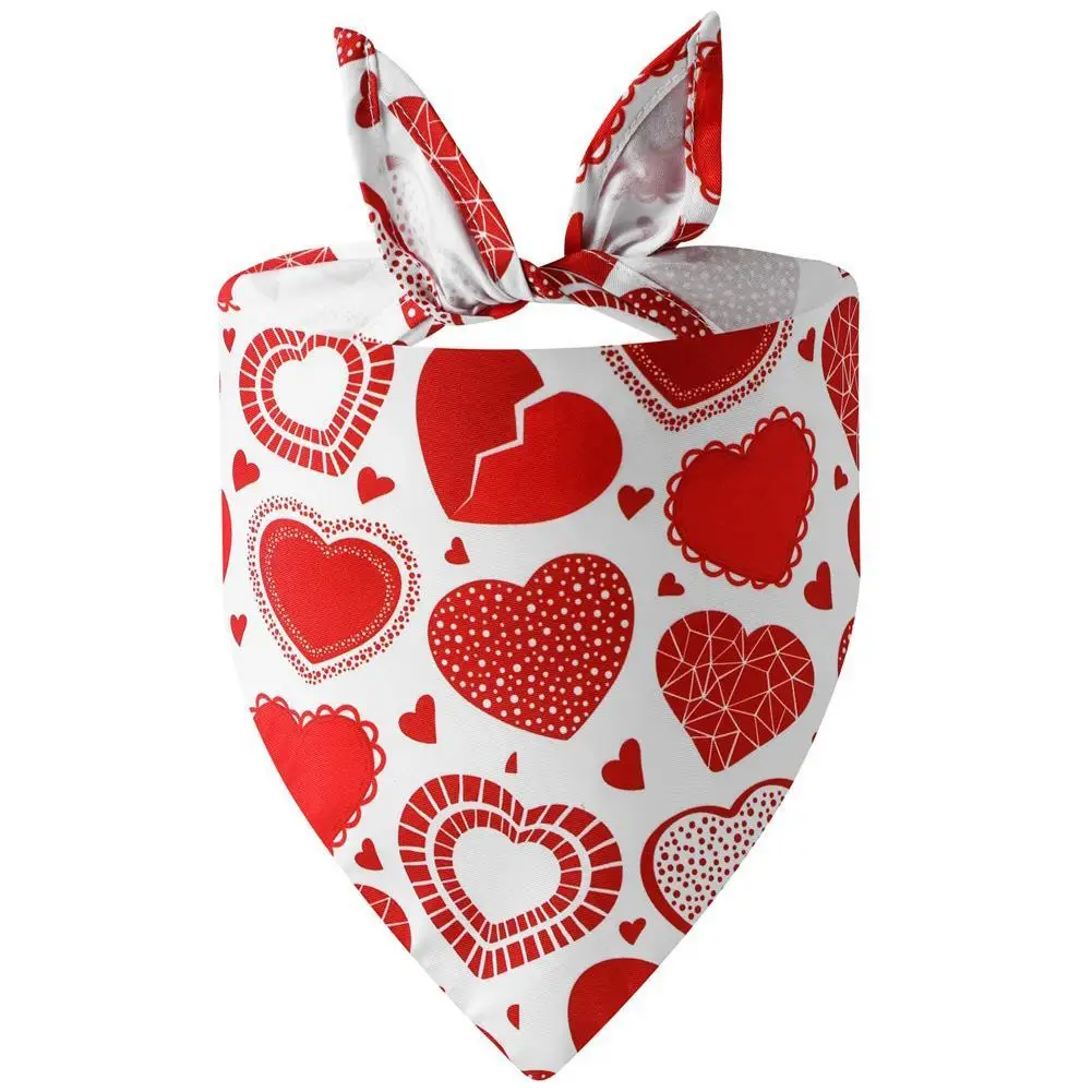 NEW Pet Dog Triangle Scarf Love-heart Pattern Saliva Towels Soft Comfortable Pet Bandana Bib For Valentine Day Decor